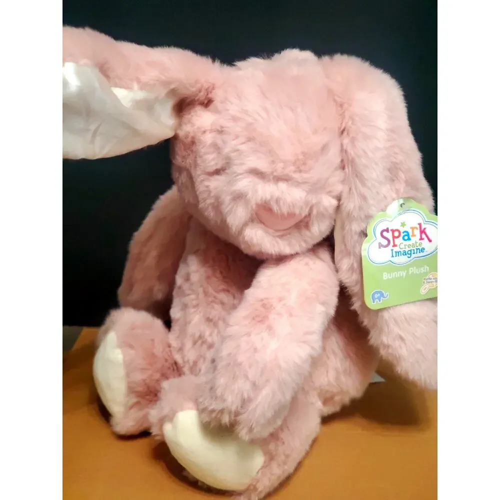 Pink Bunny Stuffed Animal Toy gift Rabbit long floppy ears Wreath Easter basket